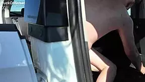 seductive redhead teen gives first public taxi anal deepthroat and cum facial