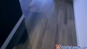 brunette teen stepsis fingered then facialized by monster black cock after blowjob