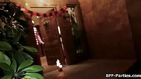 trick or treat halloween foursome busts thieving girlfriends in panties orgy