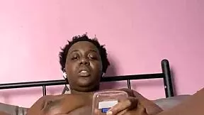 i blame the drinks but this ebony's wet pussy takes that bottle deep
