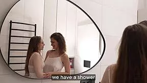 Two hot friends get sensual in the shower fingering and licking 4k