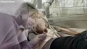 pretty 18+ teen gets anal creampie during quick car fuck