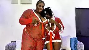 Bursting with desire in SSBBW Mrs Claus intense threesome heat