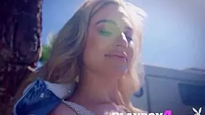 blake blossom the big ass blonde teen strips outdoors ripping clothes to expose natural big tits fully naked