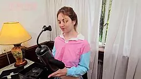 Feels so good testing bad peach handy stroker toy on my cock!