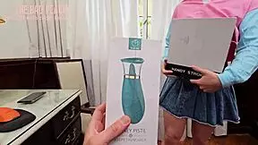 Feels so good testing bad peach handy stroker toy on my cock!