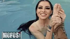 Hey neighbor, notice my perfect tattooed body and tight thong panties wanna feel this skinny petticoat pussy riding your cock?