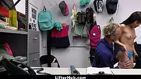 Aria Valencia faces intense police interrogation after shoplifting caught stripping bent over doggystyle riding cowgirl punished in garage