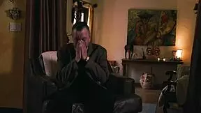 petite brunette with small tits deepthroats daddy's cock then bends for anal pounding right in front of stepdad