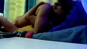skinny mexican babysitter in bedroom shakes ass and legs while riding cock after movie night