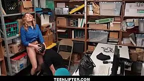 hey shoplifter, milf guard krissy lynn sucks your cock for sex deal