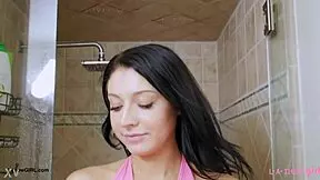 i watched this petite brunette model strip down for her steamy shower interview... so hot