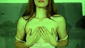 she lotions her perky nipples for slippery solo tease