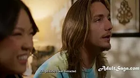 hey tiny asian step sis catches me spying on stepmom and says thats hot blackmail me into cheating taboo!