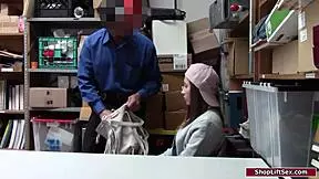 hey brunette shoplifter caught now she's ripped clothes banged hard by doms?