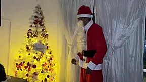 cute tattooed teen with big ass and small tits begs santa claus to hardcore fuck her cum fantasy