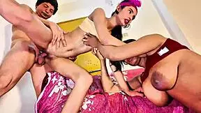 uttaran20 shares her first ffm threesome as desi milf gets licked fucked and fisted