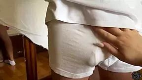 stepmom sneaks quick doggystyle pounding from stepson before her big date