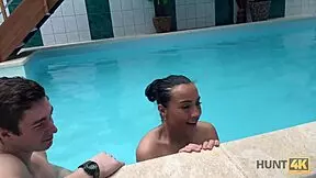 Brunette chats then fucks mature lover for quick cash payout