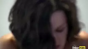 Grace Fingers Her Shaved Pussy with Dildo on Bed in Horny Solo Play