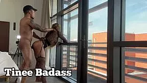 petite ebony in fishnets takes hard pounding backstage uncensored