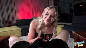 Petite tattooed sage rabbi in panties teases small waist handjob blowjob on massive cock pov