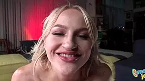 Petite tattooed sage rabbi in panties teases small waist handjob blowjob on massive cock pov