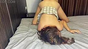 best doggy with stepsis on bed 😍 her big natural tits pierced nipples bouncing screaming moans 🔥💦