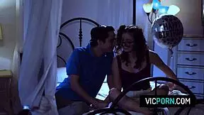 OMG cute brunette Leana Lovings risks deepthroat birthday cowgirl on boyfriend's cock!