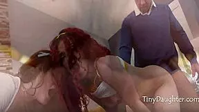 stepdaughters swap for daddy's foursome sex lesson with bananas and stockings?