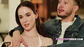 Cute teen lets friends use her body while stepdad watches nearby