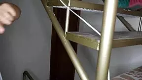 Watch horny stepdaughter climb stairs for huge creamy surprise from fat old cock daddy