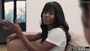 sly ebony roommate bends petite milf over dorm bed for big cock doggystyle