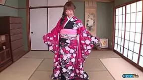 check out this asian slut showing kimono before deep creampie fuck