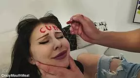 This real slut gets her face wrecked deep by monster cock choking gagging atm humiliation