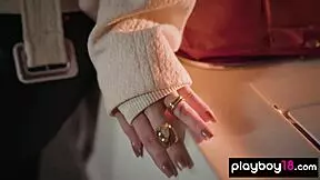 check out this glamorous blonde stripping her perfect body