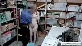 stripsearchporn shoplifter redhead strips teases then blowjobs officer doggystyle hardcore