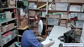 stripsearchporn shoplifter redhead strips teases then blowjobs officer doggystyle hardcore