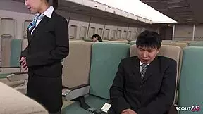 hey dude that japanese stewardess blows this nervous guy right on the plane cum straight in her mouth uncensored jav style