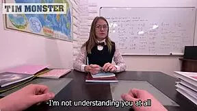 Lustful director pounds cute teen pussy with monster cock creampie finish