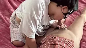 malay teen girlfriend sucks cock like a pro deepthroat lover