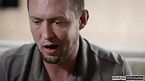 shocked wife spies husband deep in landlady's tight anal during sneaky fuck