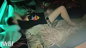 Redhead Milf and Cute Teen Wife Lick Pussy on Squeaky Hotel Bed