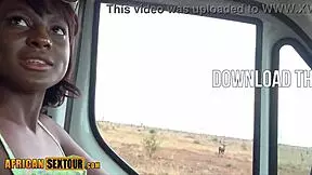 african ebony teen's big ass bounces in rough safari fuck