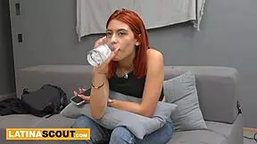 yo check this redhead colombian teen's lingerie shoot turn into raw hardcore banging close-up