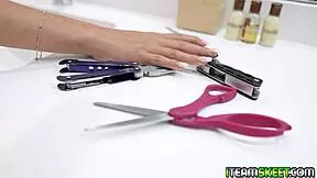 Rachel Rivers takes the man's large penis deep in her mouth