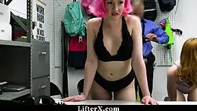 Pervert MALL COP PUNISHES Shoplifting Teen Hard!