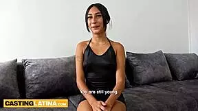 Sweet Latina teen Lucero rides fat cock after deepthroat blowjob