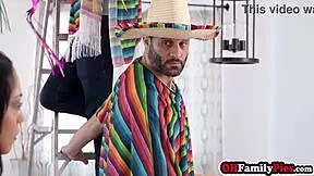 damn stepdaughter jumps on stepdad's cock while milf milks it hard