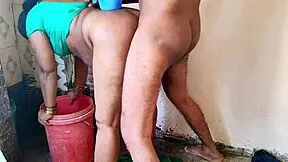 indian mommy bends over for young boy's big cock pounding